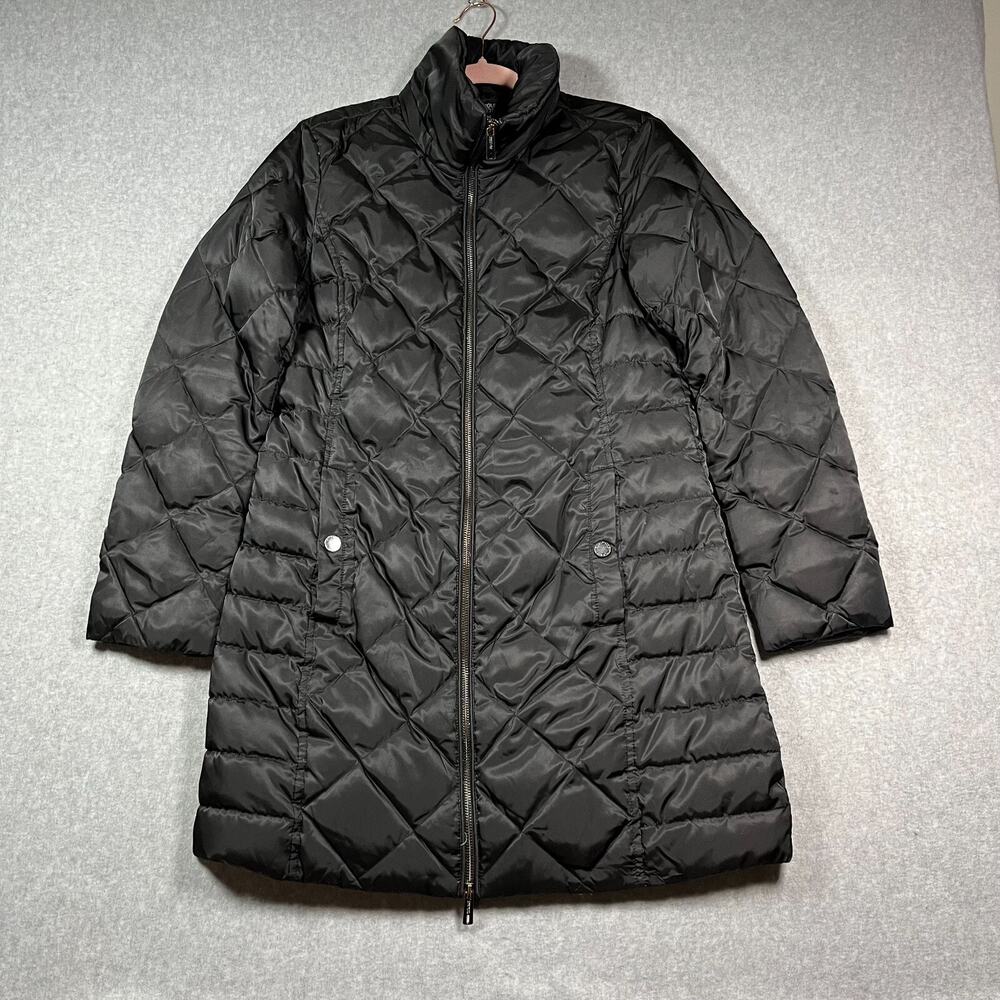Kenneth Cole Reaction Women's M Quilted Puffer Coat Black Down Nylon Shell